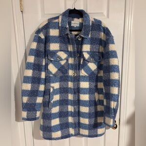 Instyle Blue and white checked shacket - large